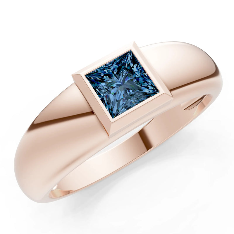Princess Cut Bezel Set Signet