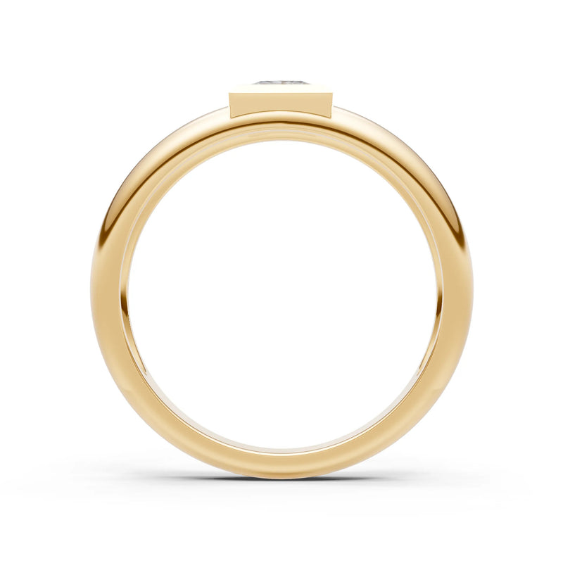 Aquamarine Bezel Set Princess Cut Signet Ring