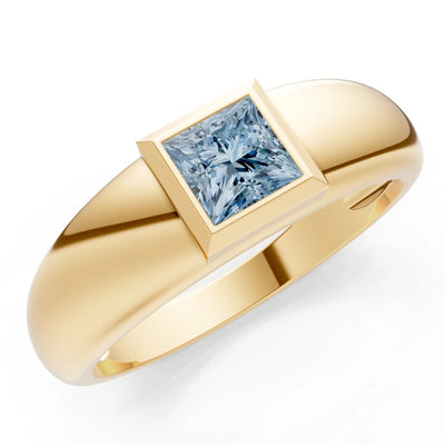 Princess Cut Bezel Set Signet