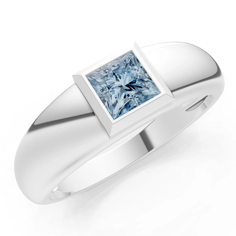 Princess Cut Bezel Set Signet