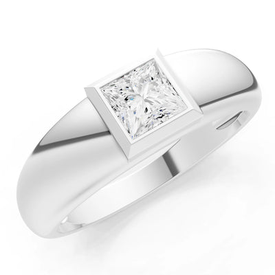 Princess Cut Bezel Set Signet