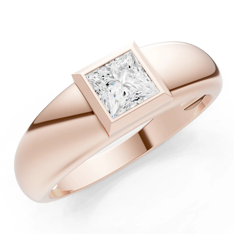 Princess Cut Bezel Set Signet