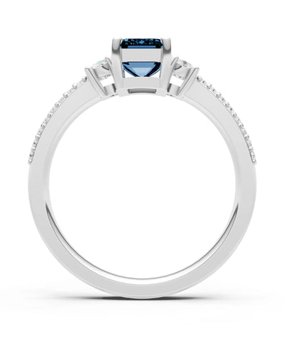 Three Stone Emerald Cut Double Pave Band
