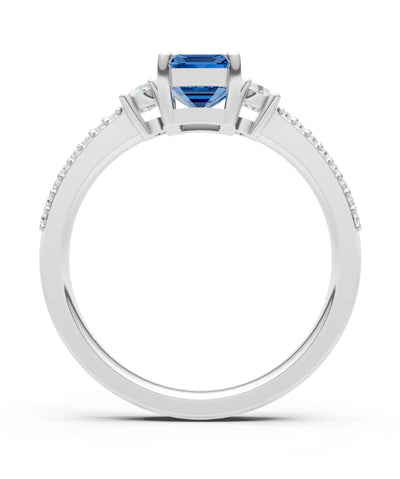Three Stone Emerald Cut Double Pave Band