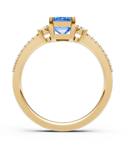 Three Stone Emerald Cut Double Pave Band