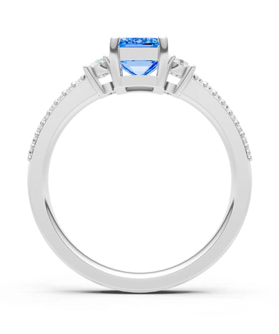Three Stone Emerald Cut Double Pave Band