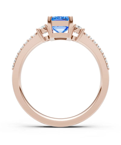 Three Stone Emerald Cut Double Pave Band