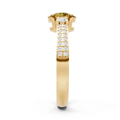 Citrine Three Stone Double Pave Oval Cut Band