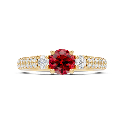 Three Stone Double Round Cut Pave Band
