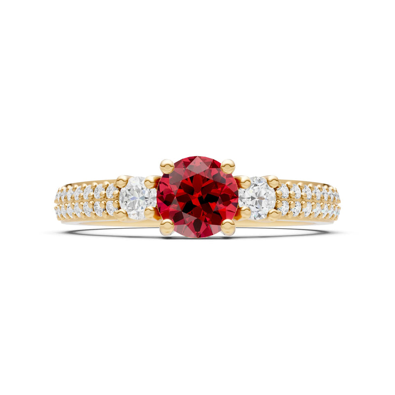 Three Stone Double Round Cut Pave Band