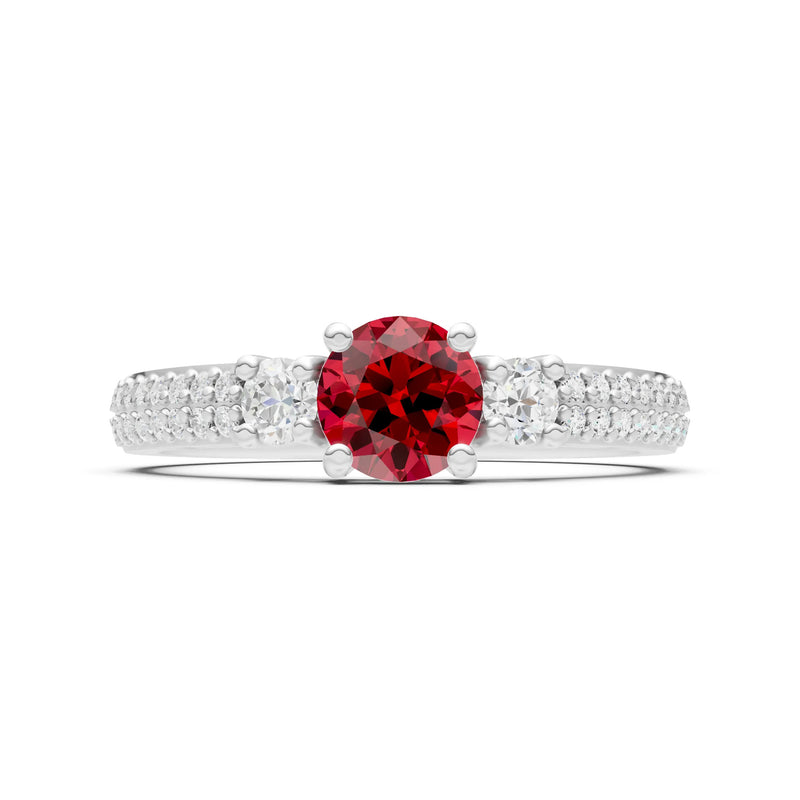 Three Stone Double Round Cut Pave Band