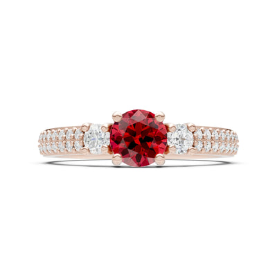 Three Stone Double Round Cut Pave Band