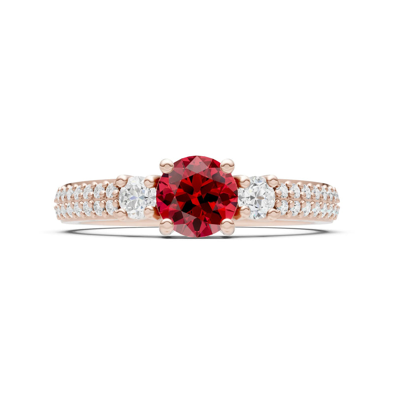Three Stone Double Round Cut Pave Band