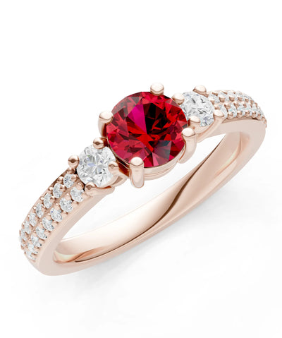 Three Stone Double Round Cut Pave Band