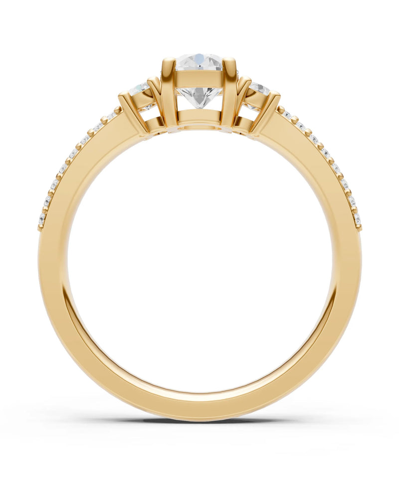 Three Stone Double Round Cut Pave Band