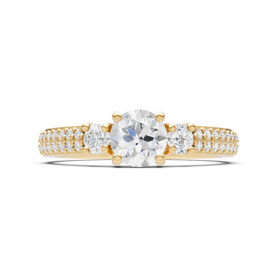 Three Stone Double Round Cut Pave Band