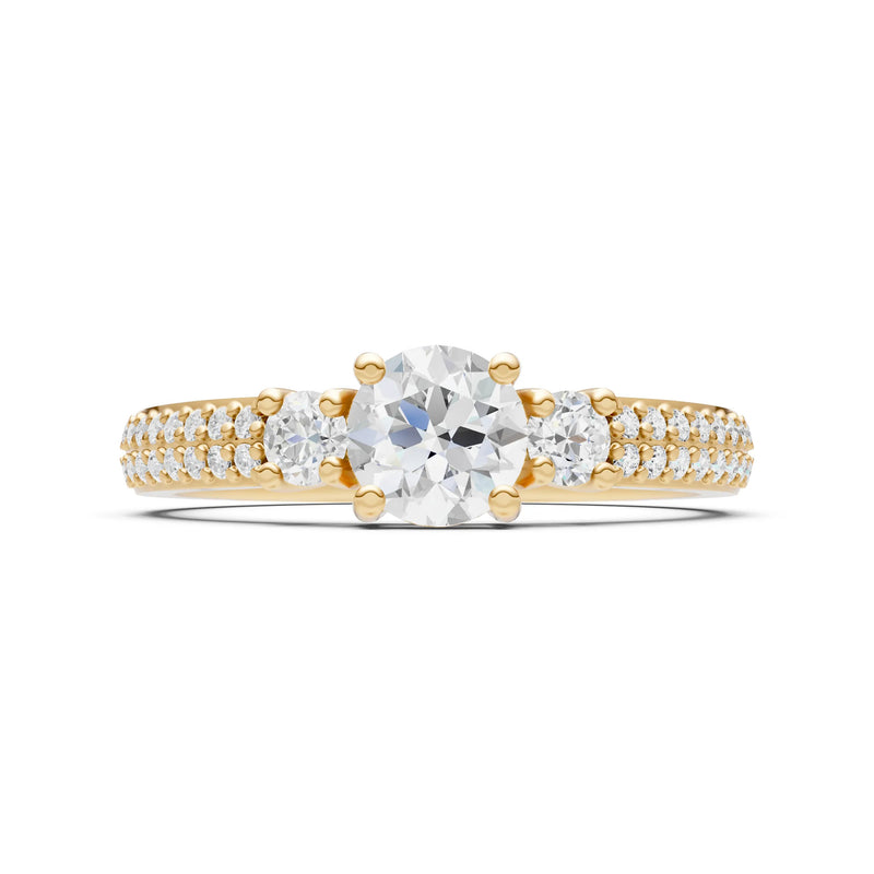 Three Stone Double Round Cut Pave Band