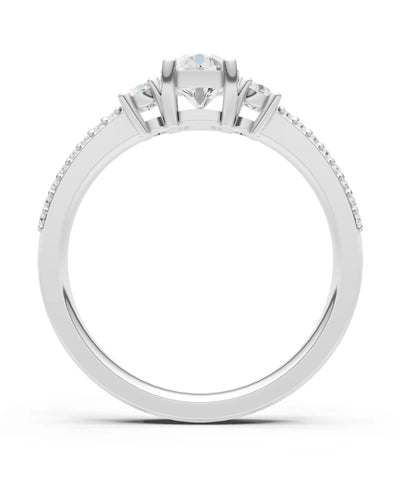 Three Stone Double Round Cut Pave Band