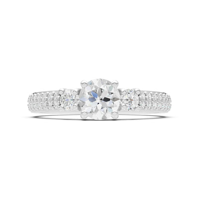 Three Stone Double Round Cut Pave Band