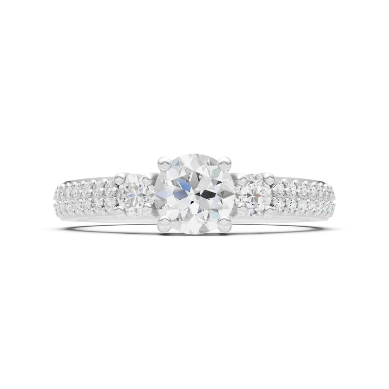 Three Stone Double Round Cut Pave Band