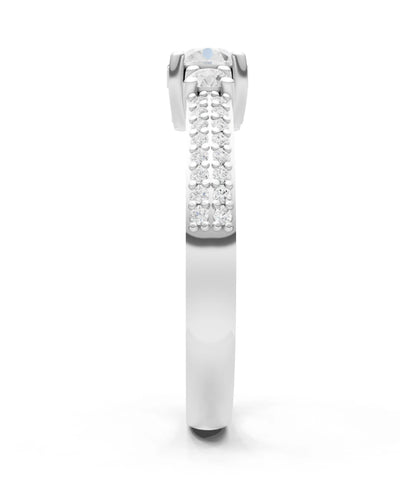 Three Stone Double Round Cut Pave Band