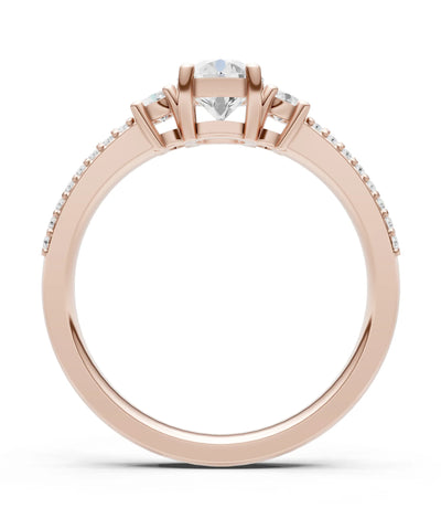 Three Stone Double Round Cut Pave Band