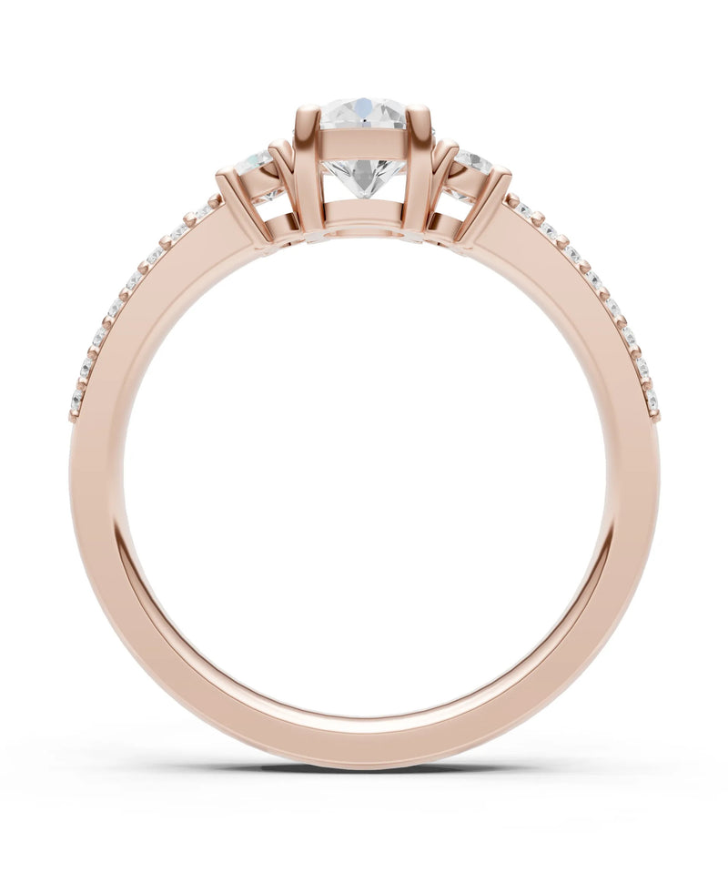 Three Stone Double Round Cut Pave Band