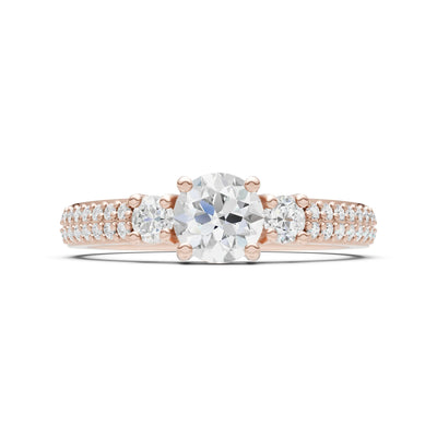 Three Stone Double Round Cut Pave Band