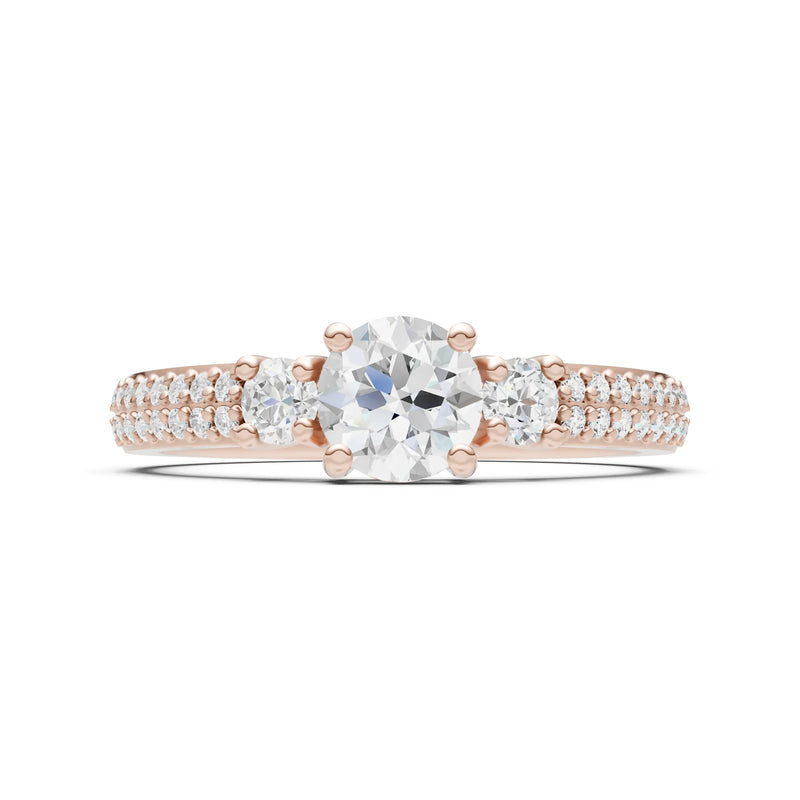 Three Stone Double Round Cut Pave Band