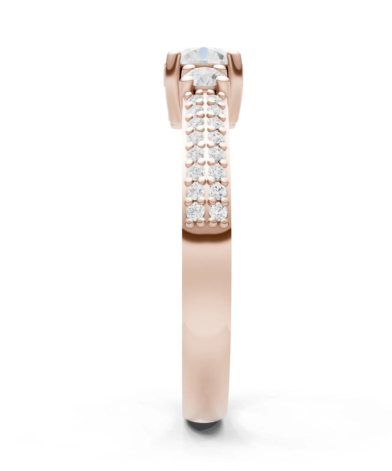 Diamond Three Stone Double Round Cut Pave Band