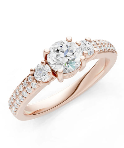 Three Stone Double Round Cut Pave Band