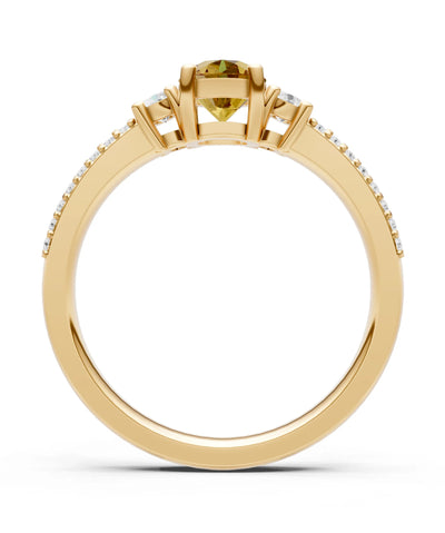 Three Stone Double Round Cut Pave Band