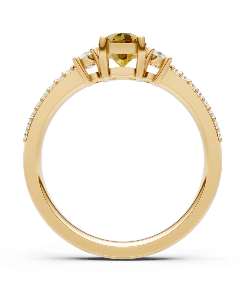 Three Stone Double Round Cut Pave Band