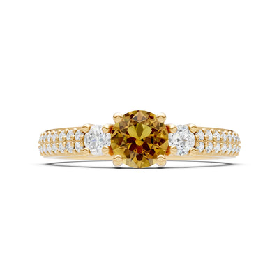 Three Stone Double Round Cut Pave Band