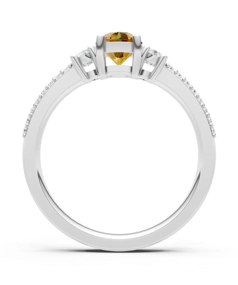 Three Stone Double Round Cut Pave Band