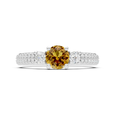 Three Stone Double Round Cut Pave Band