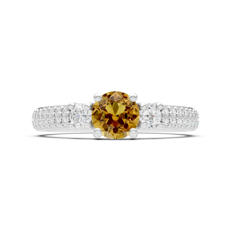 Three Stone Double Round Cut Pave Band