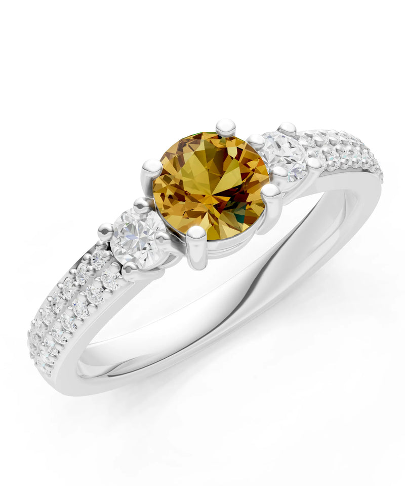 Three Stone Double Round Cut Pave Band