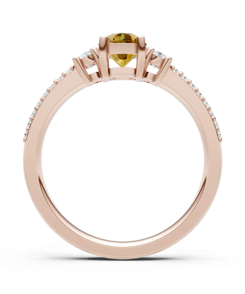 Three Stone Double Round Cut Pave Band