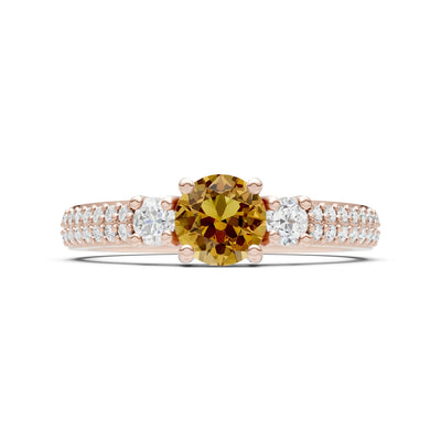 Three Stone Double Round Cut Pave Band