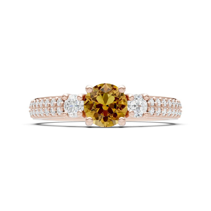 Three Stone Double Round Cut Pave Band