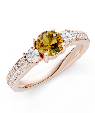 Three Stone Double Round Cut Pave Band