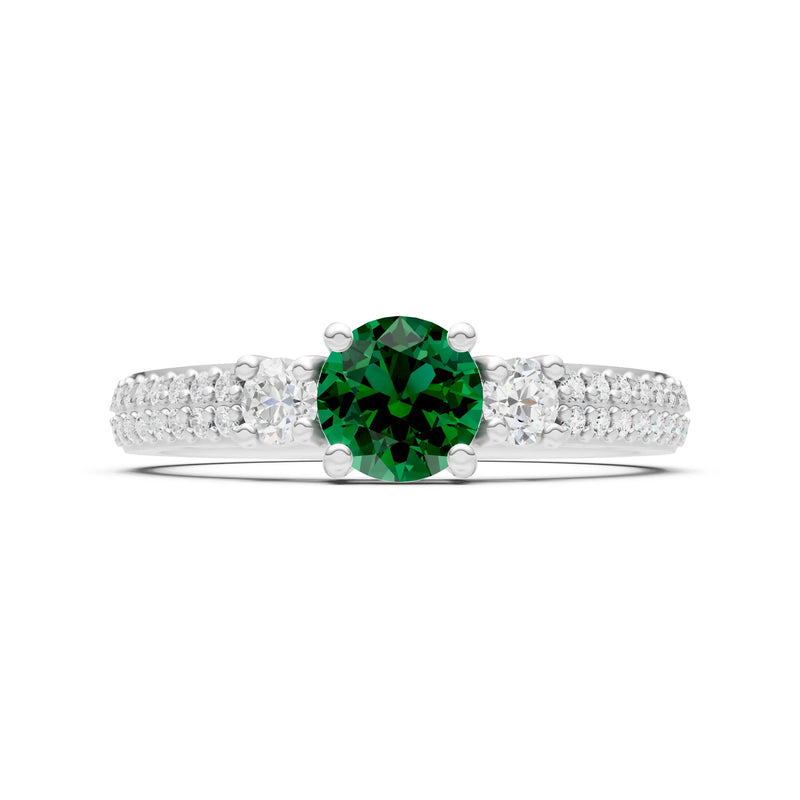 Three Stone Double Round Cut Pave Band
