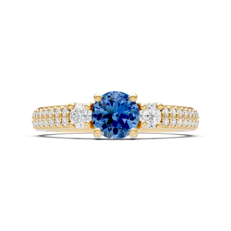 Three Stone Double Round Cut Pave Band