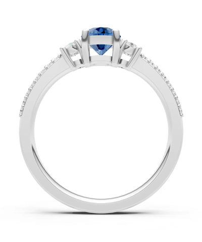 Three Stone Double Round Cut Pave Band