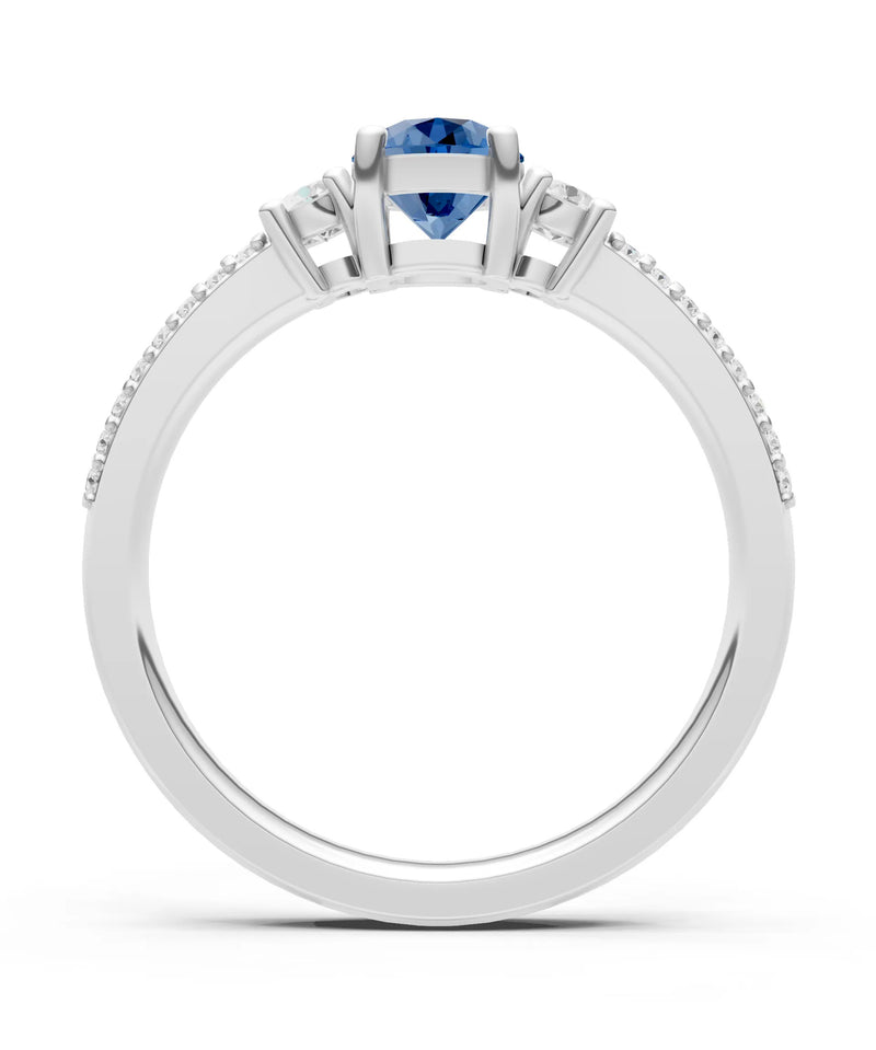 Three Stone Double Round Cut Pave Band