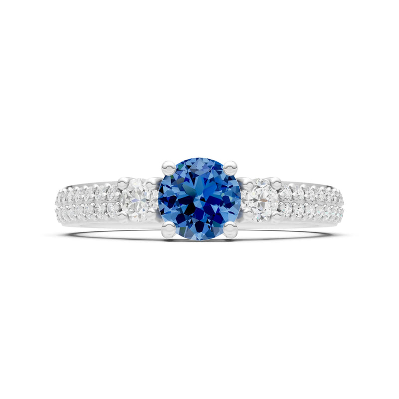 Three Stone Double Round Cut Pave Band