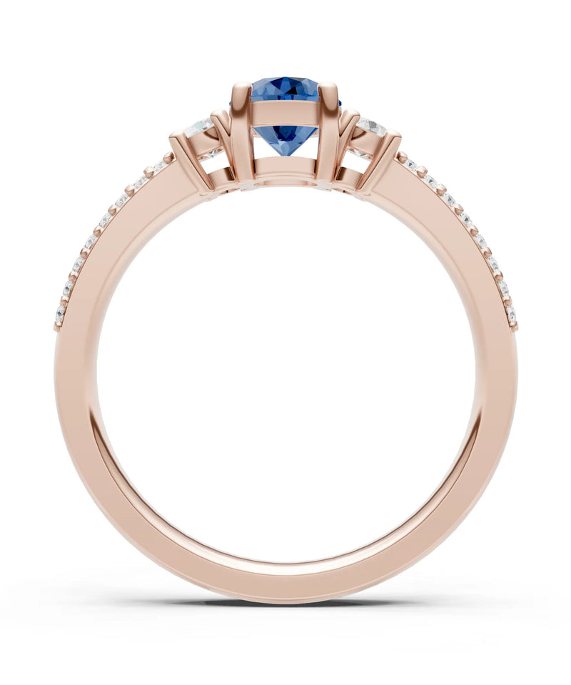 Three Stone Double Round Cut Pave Band