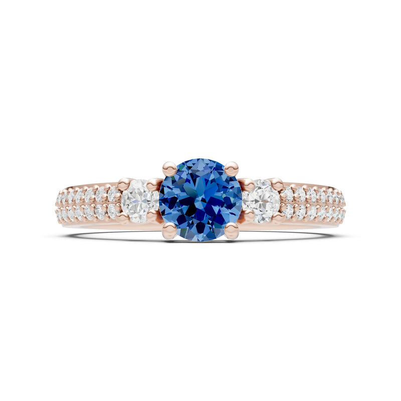 Three Stone Double Round Cut Pave Band