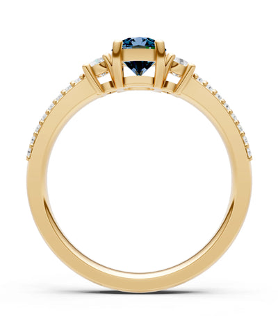 Three Stone Double Round Cut Pave Band
